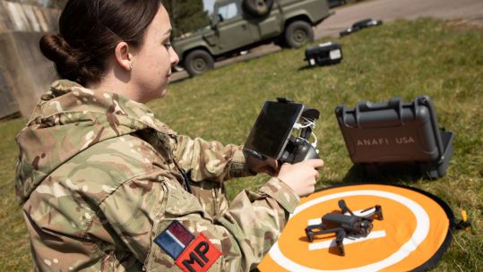 Cover image: An RAF servicemember conducts pre-flight checks with the Parrot Anafi USA (Picture: RAF).