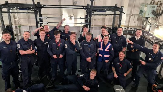 Crew of HMS Iron Duke after holding a moustache growing competition to raise money for men's mental health