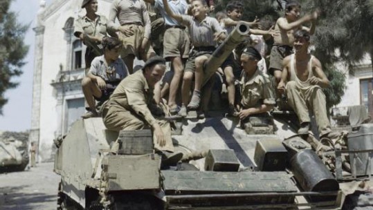 The "Shirkers" In Italy And Deposing Of Mussolini Children on a Sherman Mk III tank in Sicily in WWII