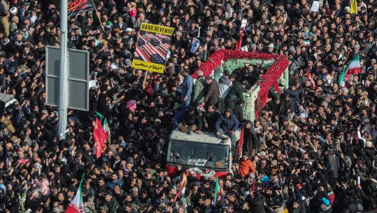 Crowds during funeral of Qassem Soleimani and Abu Mahdi al-Mohandes in Tehran