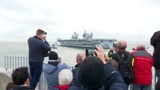 Crowds watched HMS Queen Elizabeth set sail