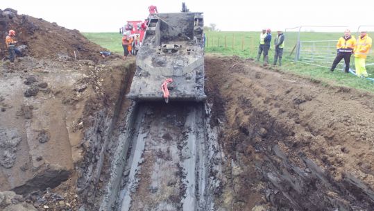 Crowland Buffalo Tank discovered after 74 years underground Crowland Cranes Assist 30052021 CREDIT WILL TYRELL