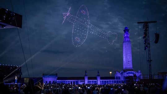 Illuminated drones form a Spitfire during a spectacular display over Southsea Common at the end of the national 80th anniversary of D-Day event (Picture: Ministry of Defence)