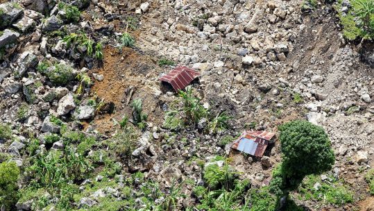 Damage caused by Haiti earthquake, photo taken by Royal Navy helicopter 200821 CREDIT MOD.