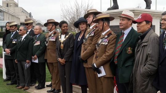 Dame Joanna Lumley attended a ceremony in Aldershot in Princes Gardens at the memorial that depicts the first Nepalese Gurkha recipient of the Victoria Cross 280325 CREDIT BFBS