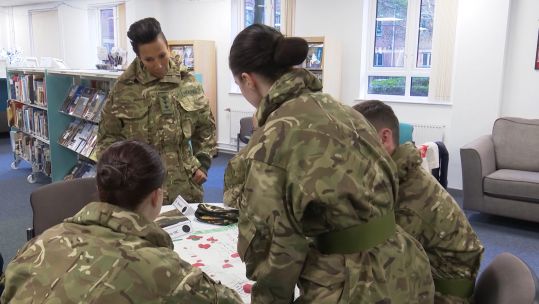 Dame Kelly Holmes visits young soldiers in Harrogate 041219 CREDIT BFBS