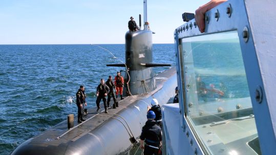 The delivery came during a very serious Nato exercise, Exercise Baltops, to bolster security and safety in the region (Picture: Royal Navy)