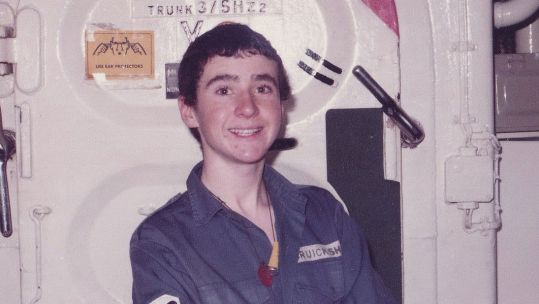 David Cruickshanks posing beside the entrance to the engine room Royal Navy (Picture: David Cruickshanks).