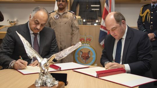 Defence Secretary Ben Wallace and Qatar Defence Minister sign statement of intent at raf coningsby 141020 CREDIT MOD.jpg