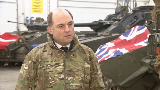Defence Secretary Ben Wallace whilst visiting troops in Estonia