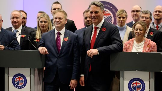Defence Secretary Grant Shapps and Australian Defence Minister Richard Marles, visited Rolls-Royce's nuclear reactor manufacturing site in Derby 03112023 CREDIT BFBS