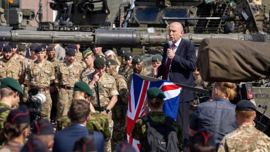 Defence Secretary John Healey talking to troops in Estonia 25072024 CREDIT MOD