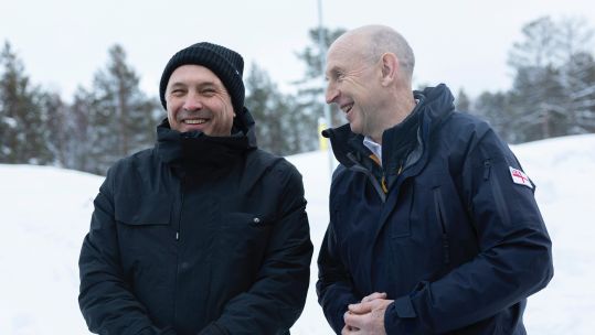 Defence Secretary John Healey with Norwegian Defence Minister Tore Sandvik in Norway