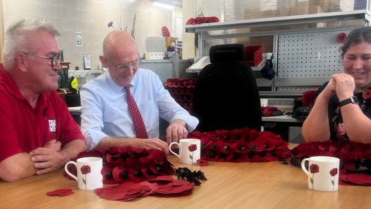 Defence Secretary has praised workers at the Poppy Factory 26102024 CREDIT BFBS