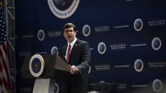 Defense Secretary Mark Esper speaks at the Reagan National Defense Forum (Picture: Us Department of Defense).