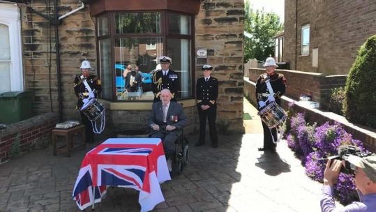 Denis Gregory re-awarded WW2 war medals at socially distanced ceremony in Sheffield 030620 CREDIT Royal Navy_0.jpg 