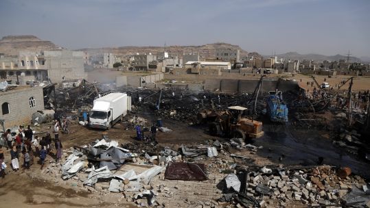 Cover image: Destruction in Yemen following an air strike earlier this month (Picture: Xinhua News Agency/PA).