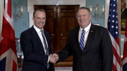 Dominic Raab with Mike Pompeo in the US State Department (Picture: US Department of Defense).