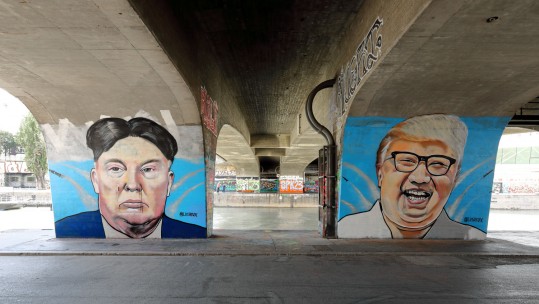 Donald Trump Kim Jong-un graffiti