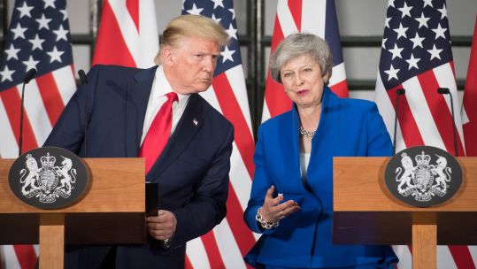Donald Trump and Theresa May in London