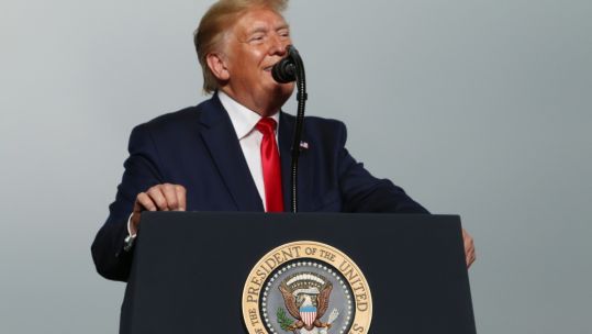 Donald Trump speaking at presidential podium in South Korea 300619 CREDIT US ARMY.jpg
