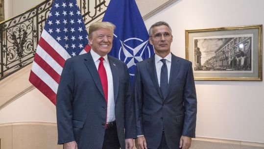 US President Donald Trump poses alongside NATO Secretary General Jens Stoltenberg in 2018 (Picture: NATO).