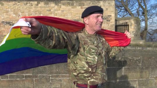 Dougie Morgan British Army veteran and LGBT+ Veterans Community Worker for Scotland and Northern Ireland PHOTO BFBS SCREENGRAB