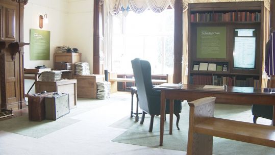 Drawing room of Bletchley Park new exhibition opening WW2 Codebreakers 14052021 CREDIT BFBS