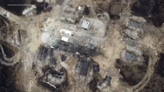 Drone footage appears to show trenches dug by Russian troops in Chernobyl nuclear exclusion zone 070422 NO REUSE AFTER 30 DAYS CREDIT REUTERS