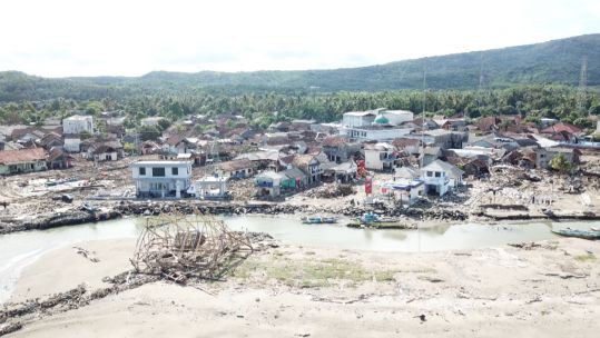 Drone footage of the wreckage in southern Sumatra 