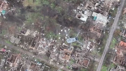 Russian Mavik done hit by a Ukrainian drone in the Donetsk region. (Picture: bo_pavlo / Twitter).