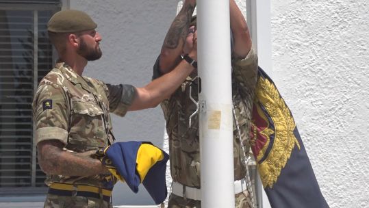 Duke of Lancaster's Regiment's flag is lowered in Episkopi after two years 08082024 CREDIT BFBS