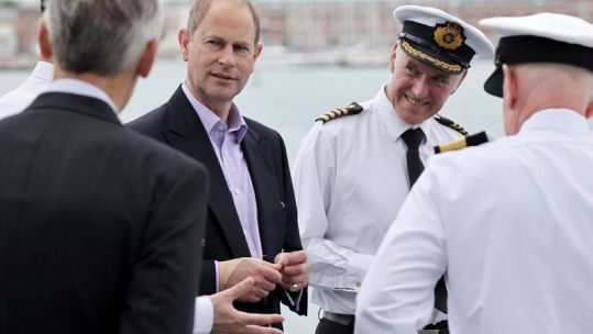 Prince Edward during his visit to RFA Tidesurge