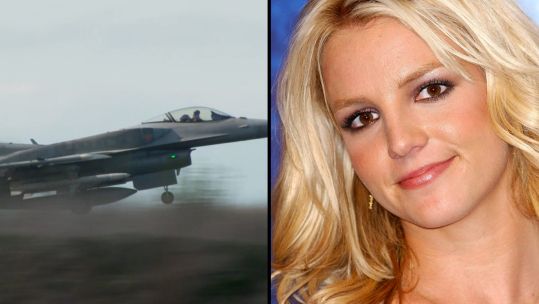Britney ends up jamming in the cockpit with the aircrew