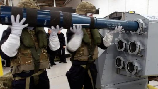 Electronic Warfare specialists practise loading and reloading the new decoy launcher which will boost the capabilities of the Royal Navy (Picture: Royal Navy)