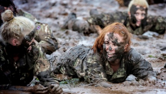 England U20s women are put through their paces by the Royal Marines (Picture: Royal Navy/Crown Copyright).