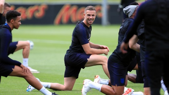 England's Jordan Henderson with team-mates at St George's Park pre-World Cup