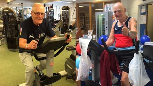 The RAF veteran has taken on a 60-hour cycling challenge on a static bike for the charity Help for Heroes (Picture: Help for Heroes/Twitter).