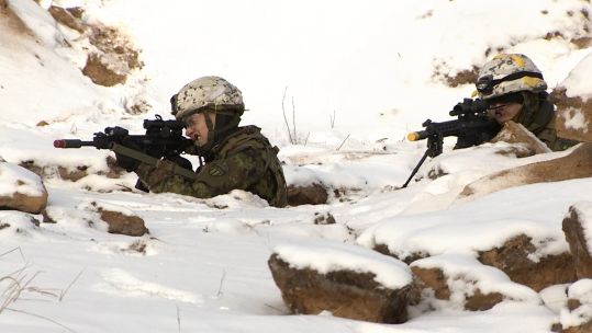 Estonian troops training in Estonia as part of Nato's Exercise Winter Camp