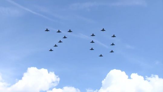 Eurofighter Typhoons in the 70 formation for the Platinum Jubilee flypast.