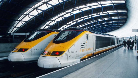 Eurostar Trains Wait To Take People Across Europe 