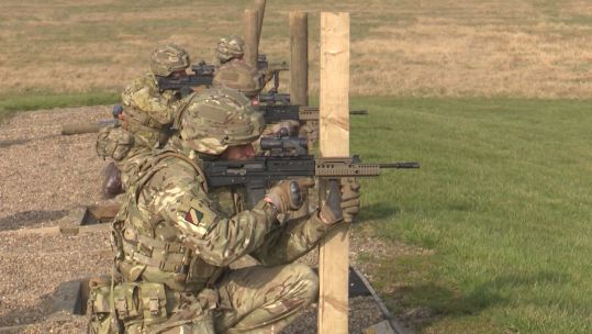 Ex Saxon Shield 4 Mercian Reservists during annual marksmanship training and test otterburn training area 05032021 CREDIT BFBS