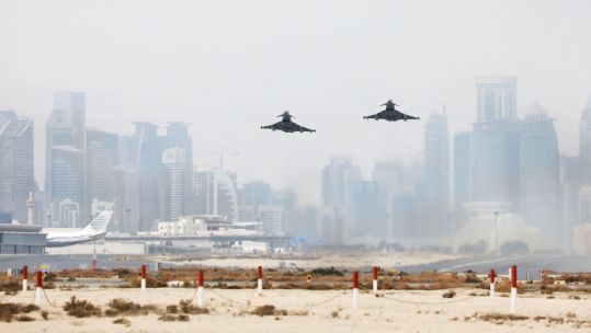 Exercise Epic Skies IV Doha Air Base Qatar Typhoons 12 Squadron Take Off 291120 CREDIT MOD