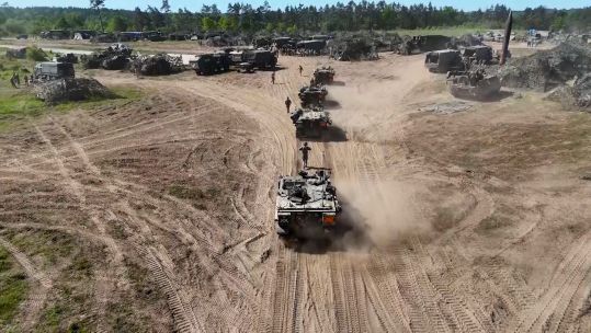 Exercise Immediate Response 12th Armoured Brigade Combat Team Drawsko Pomorskie Training Area Poland 130524 CREDIT BFBS