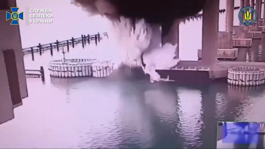 Explosion at the Crimea Bridge 040625 CREDIT Ukraine SBS