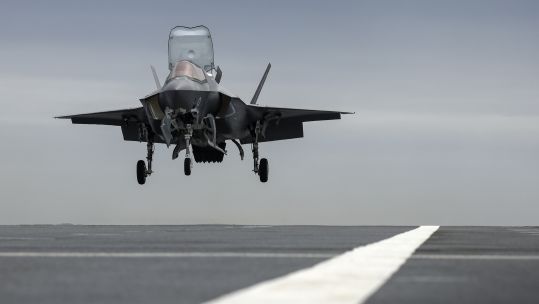 F-35B lands on the HMS Prince of Wales for the first time