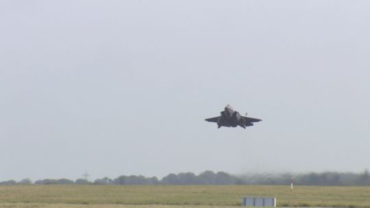 F-35B takes off from RAF Marham for flight trials with HMS Queen Elizabeth 091019 CREDIT BFBS