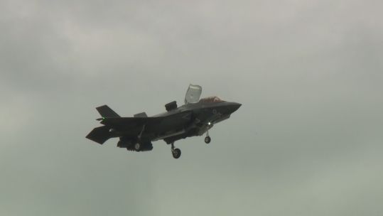 F35B hovers for crowds at Yeovilton.
