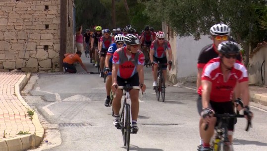Military and civilians taking part in the Cyprus Cycling Race 