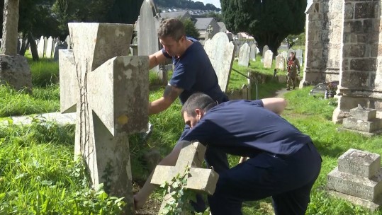 HMS Drake Sailors Clean Up War Graves